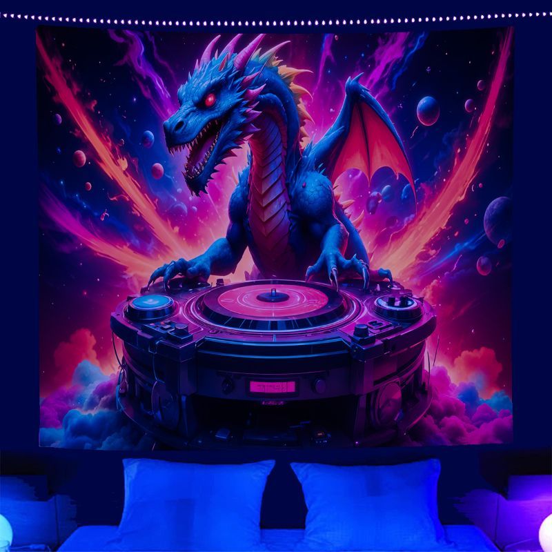 Esports Gaming Bar - VIKAMA Tapisserie murale robot DJ psychédélique
