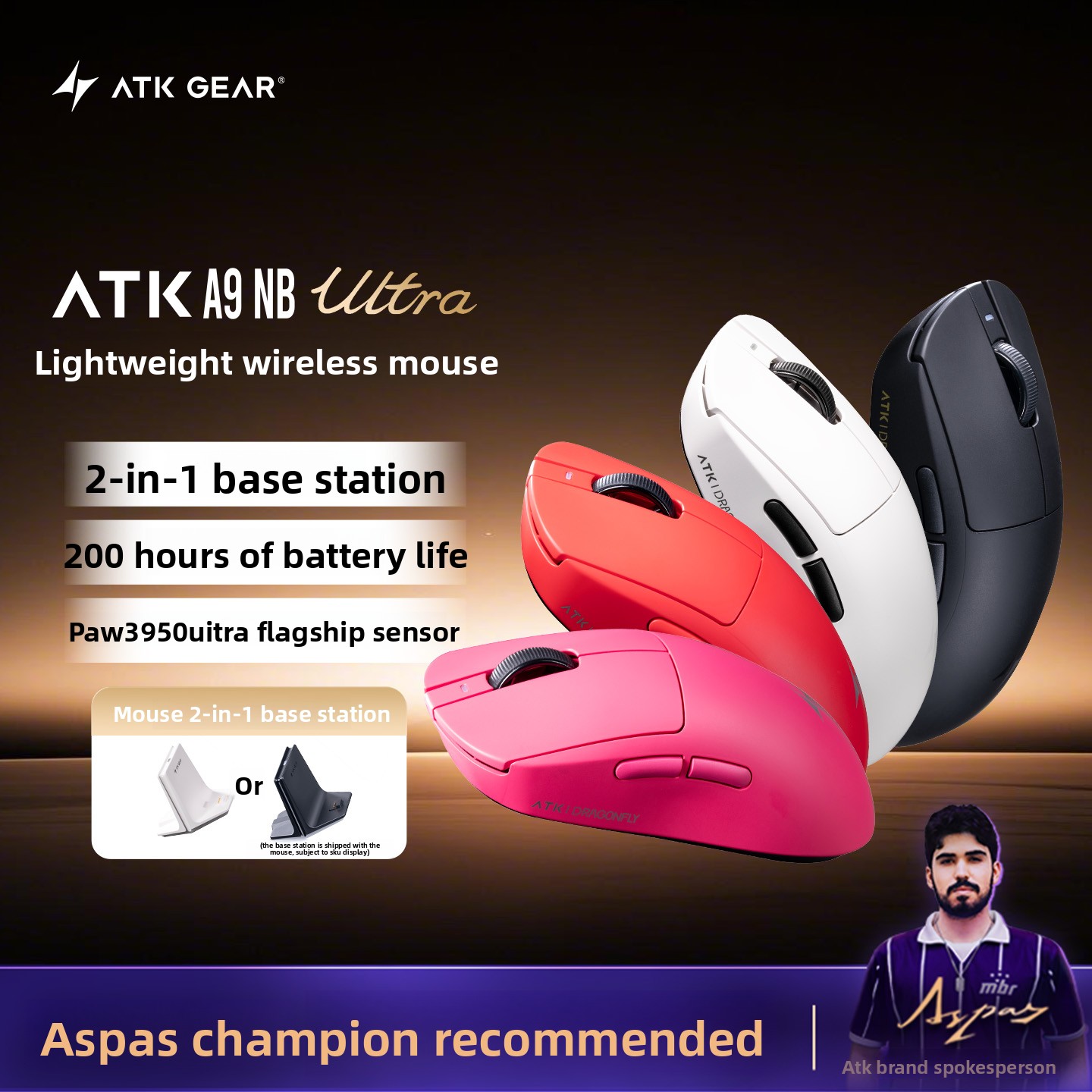 Esports Gaming Station - Souris de jeu sans fil ultra