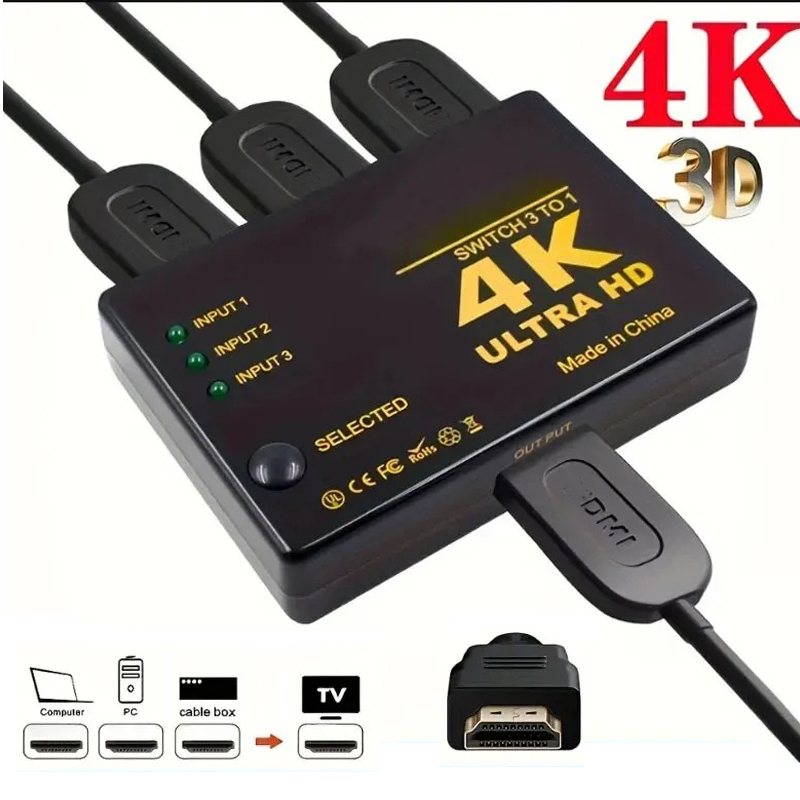 Esports Gaming Hub - Commutateur 4K compatible HDMI, 3 en