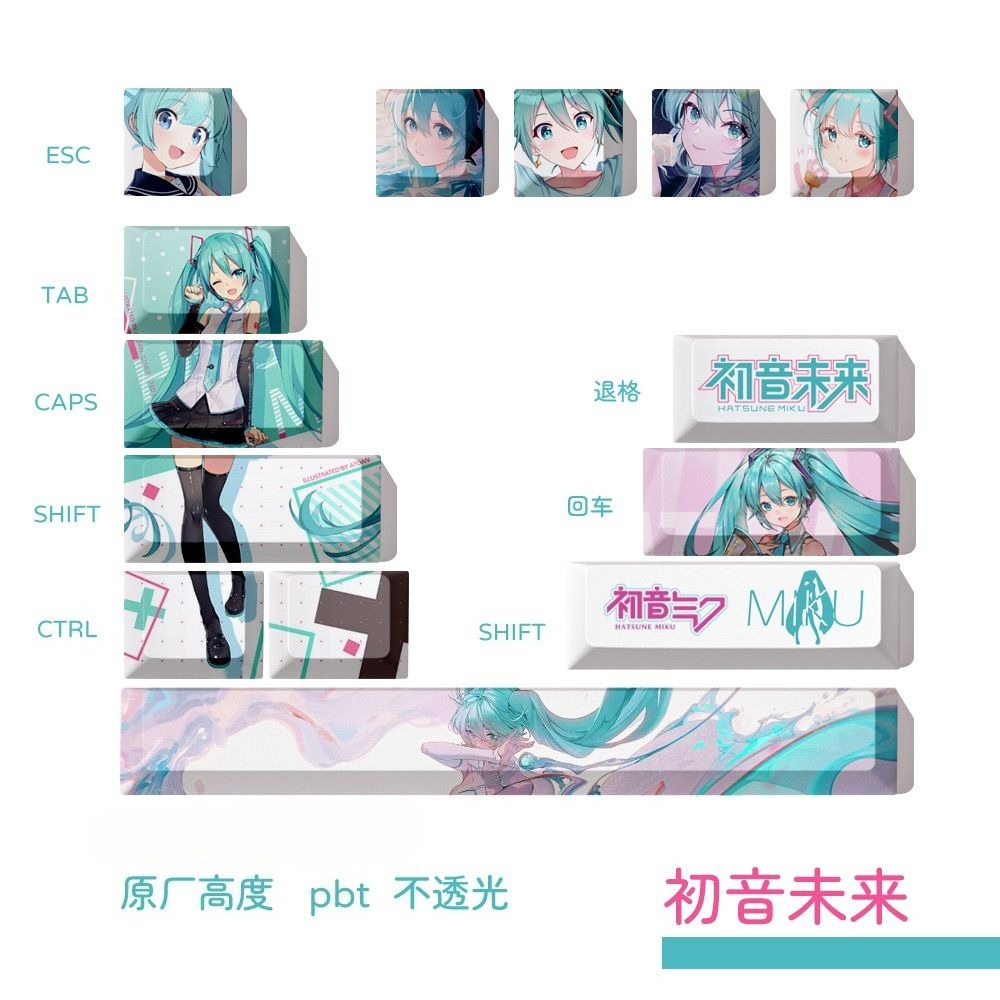 Keycaps Hatsune Miku, touches  - Keyboard Tenkeyless avis et prix