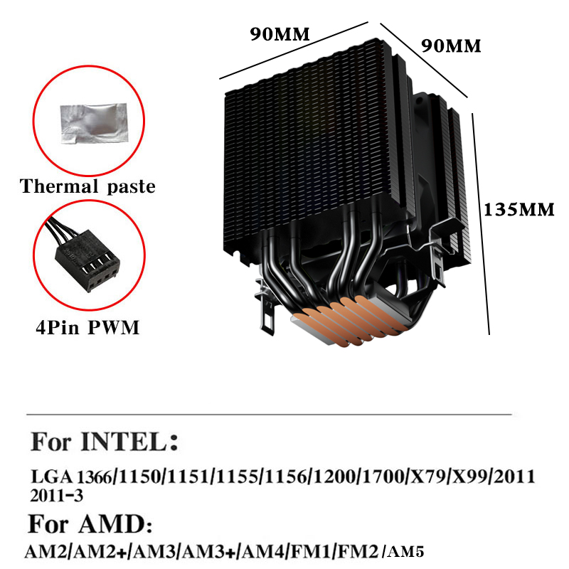Refroidisseur d'air CPU 6 calo - Esports Gaming Fan avis et prix